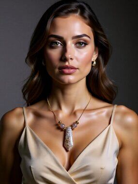 Handmade! Sleek Elegant Floating Necklace w. Chrysantemum Coral Stone + Agate